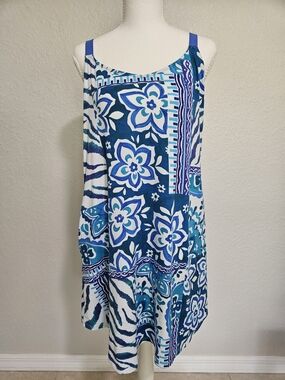 Blue Floral Print Adjustable Strap Chimise